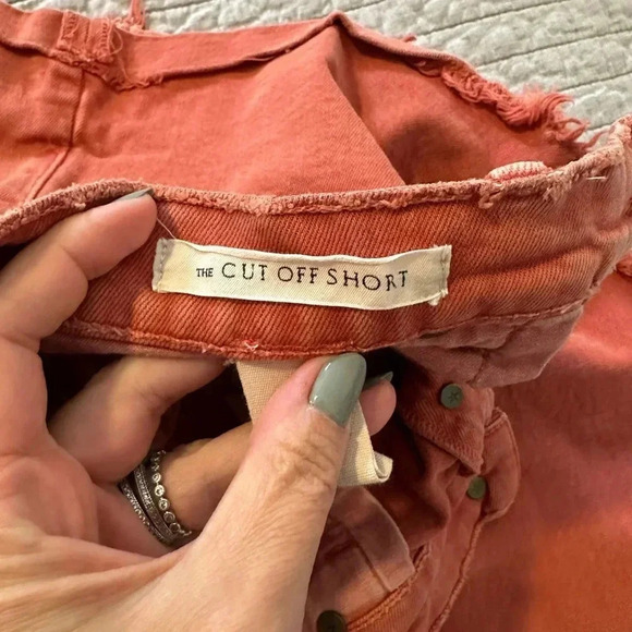 The Great The Cut Off Shorts Button Up Burnt Orange, Coral, Vintage Poppy sz 28 - Picture 3 of 5
